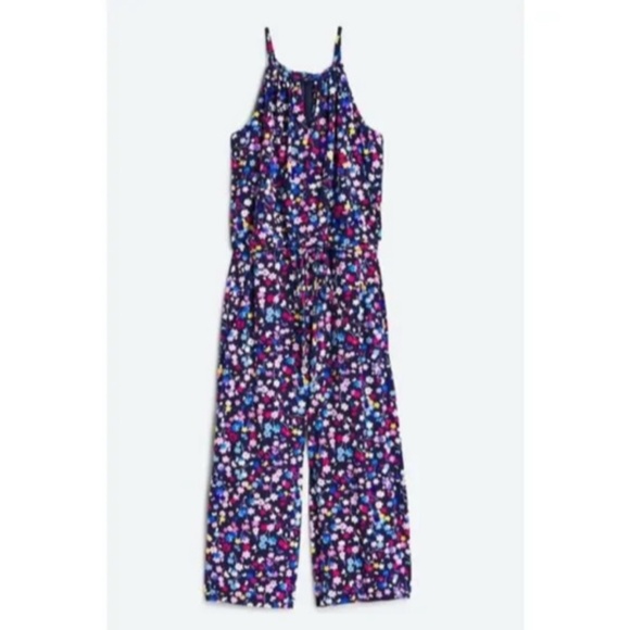 Maggy London Lottie Floral Knit Cropped Jumpsuit Navy Sky Size 2 - NWT - Picture 4 of 16